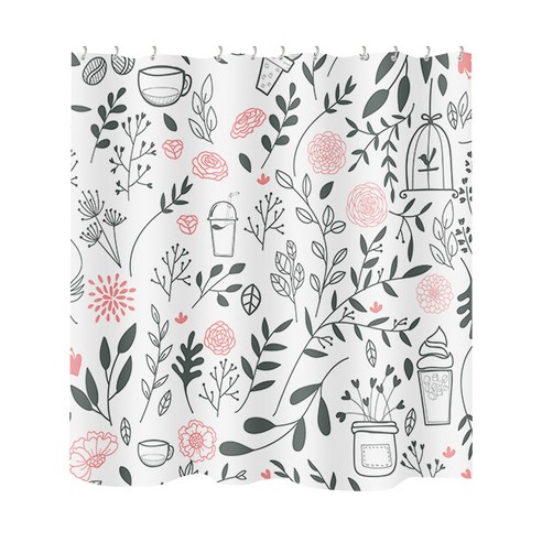 마켓감성 네추럴 방수 샤워커튼 type4 100 x 180 cm, 1개, 멀티(혼합)컬러
