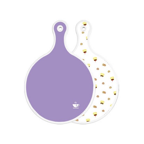 로엠디자인 양면 원형 서빙 도마 보라, 푸딩, 1개