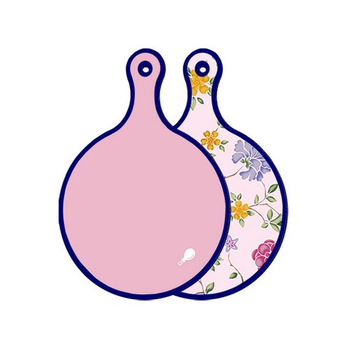 로엠디자인 블루에디션 양면 원형 서빙도마 분홍, 로맨틱레드floral연분홍색, 1개
