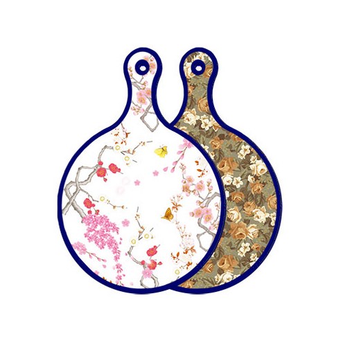 로엠디자인 블루에디션 양면 디자인 원형 서빙도마 로맨틱연지색floral, 토색플라워, 1개