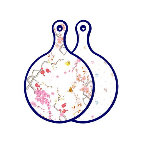 로엠디자인 블루에디션 양면 디자인 원형 서빙도마 로맨틱연지색floral, 라인하트, 1개