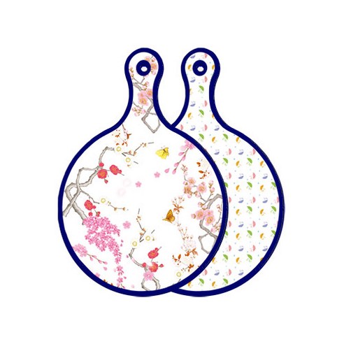 로엠디자인 블루에디션 양면 디자인 원형 서빙도마 로맨틱연지색floral, 우산, 1개