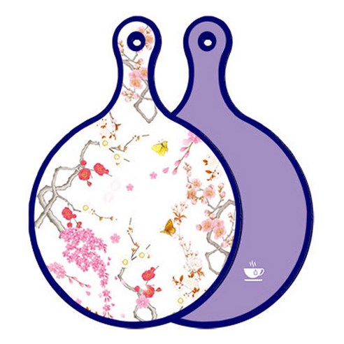 로엠디자인 블루에디션 양면 원형 서빙도마 로맨틱연지색floral, 보라, 1개