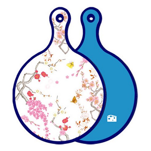 로엠디자인 블루에디션 양면 원형 서빙도마 로맨틱연지색floral, 스카이블루, 1개