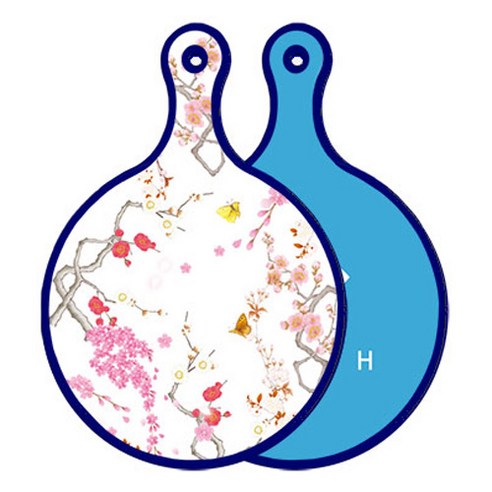 로엠디자인 블루에디션 양면 원형 서빙도마 로맨틱연지색floral, 피쉬블루, 1개