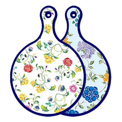 로엠디자인 블루에디션 양면 원형 서빙도마 로망슬림장미, 로맨틱블루floral비색, 1개