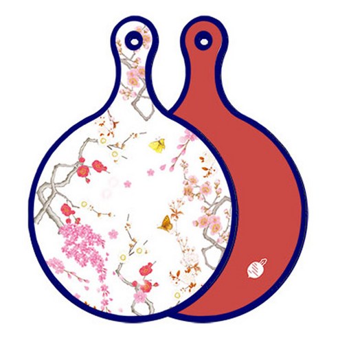 로엠디자인 블루에디션 양면 원형 서빙도마 로맨틱연지색floral, 레드, 1개