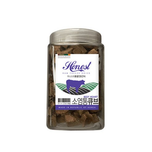 어니스트 강아지 고양이 겸용 동결건조간식 100g, 소염통 큐브, 1개