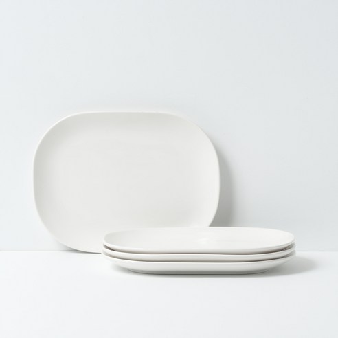 보울보울 레트로라인 오발플레이트 23cm 밀크화이트, 4개입, 단품