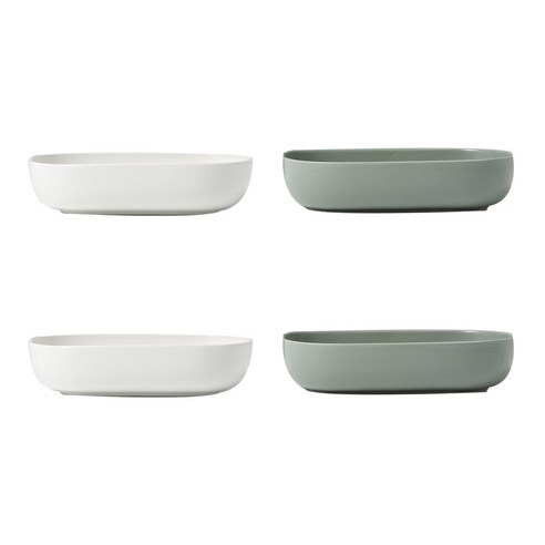 보울보울 레트로라인 오발볼 18cm 밀크화이트 2p + 그린티라떼 2p, 혼합 색상, 4개입