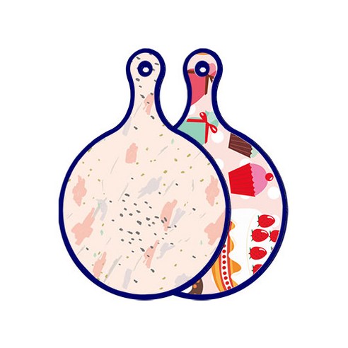 로엠디자인 블루에디션 양면 원형 서빙 도마 패턴자국, 꼬마도넛, 1개