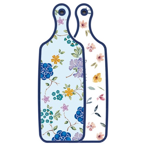 로엠디자인 블루 에디션 서빙 도마 보드 파스텔플라워패턴, 로맨틱블루floral비색, 1개