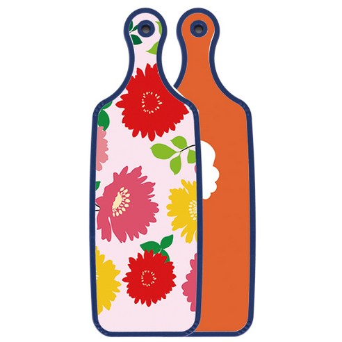 로엠디자인 블루에디션 서빙 양면 도마 보드 김치주황, 국화핑크분홍, 1개