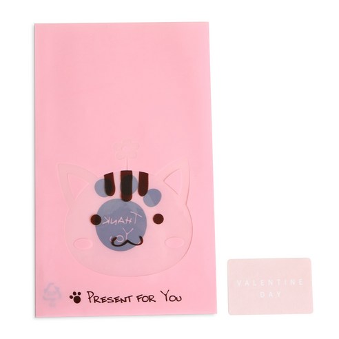 황씨네도시락 애니멀 봉투 고양이 100p + 스티커 발렌타인 사각 100p, 1세트