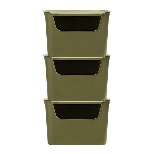 티볼리 컬러 수납박스 대 25.5L, 올리브그린, 3개입