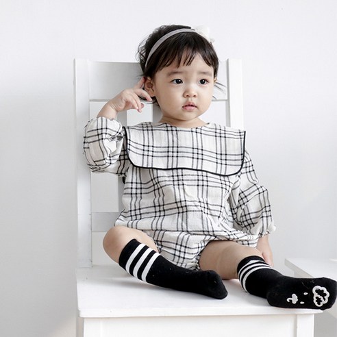 베베나인 여아용 클래식 체크슈트