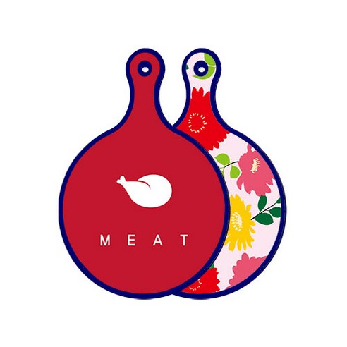 로엠디자인 블루에디션 양면 원형 서빙 도마 미트레드, 국화핑크분홍, 1개