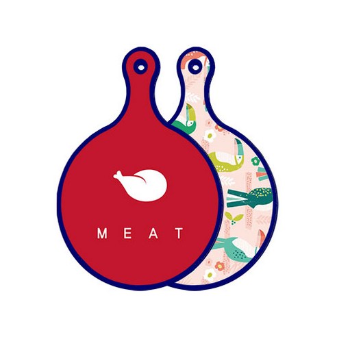 로엠디자인 블루에디션 양면 원형 서빙 도마 미트레드, 구관조핑크, 1개