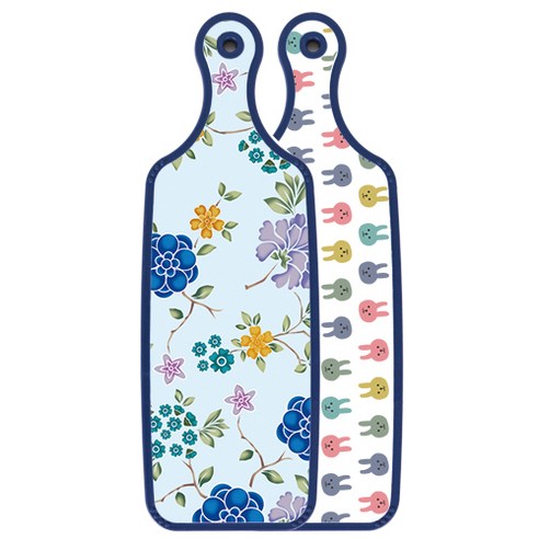 로엠디자인 블루에디션 양면 서빙보드 도마 토끼, 로맨틱블루floral비색보드, 1개