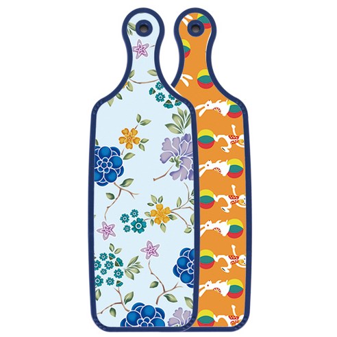 로엠디자인 블루에디션 양면 서빙 도마 토끼2, 로맨틱블루floral비색, 1개