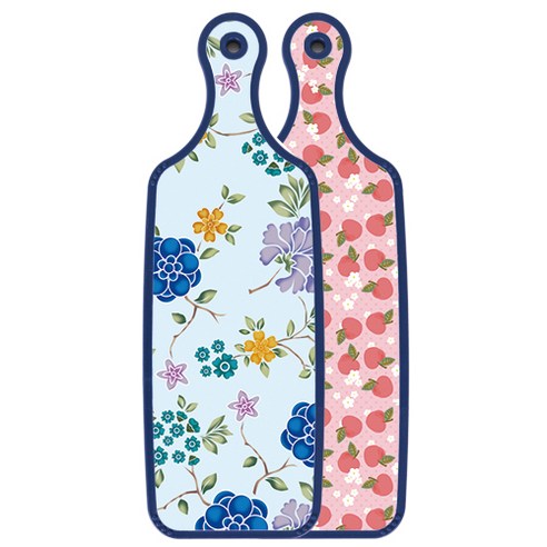 로엠디자인 블루에디션 양면 서빙도마 보드 핑크복숭아, 로맨틱블루floral비색, 1개