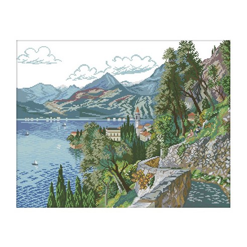 ZKF 십자수 DIY세트 호수와 언덕 2, 혼합 색상, 1세트