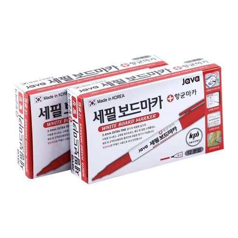 자바펜 세필 보드마카 12p, 빨강, 24개