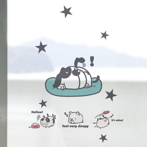 디자인수풀 컬러 안개 창문용 시트지, 도그 패밀리