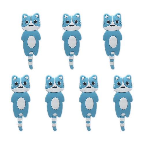 앤티스 주방용품 후크 타입 정면 고양이 냉장고 자석 7p, 블루