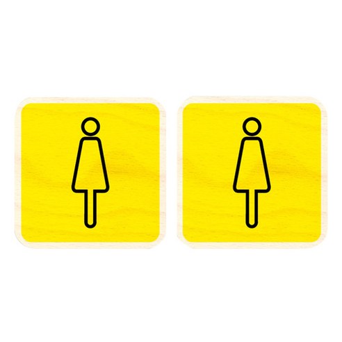 모두의팩토리 옐로우 자작나무 미니 사각 도어사인 2p, 03 여자화장실