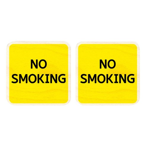 모두의팩토리 옐로우 자작나무 미니 사각 도어사인 2p, 53 NO SMOKING