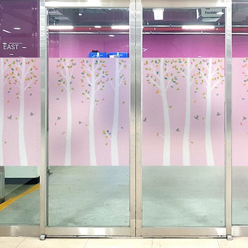 제제데코 반투명 칼라안개 창문시트지 플로렌스자작나무01, 핑크