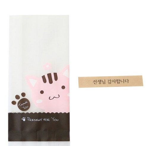 황씨네도시락 고양이 봉투 + 선생님 감사합니다 스티커, 1세트