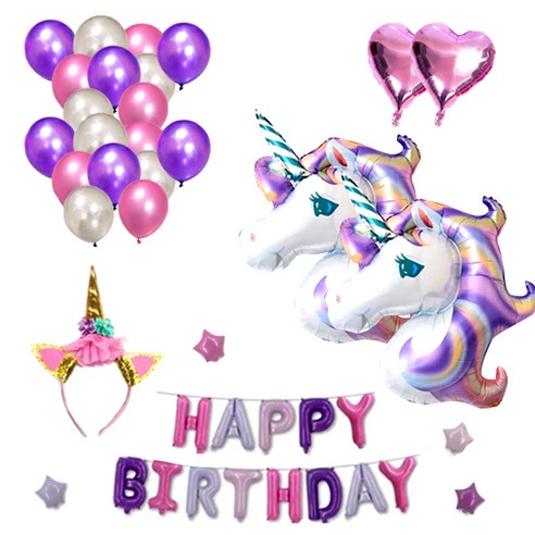 마켓감성 유니콘 생일파티용품 세트 38p, 타입7