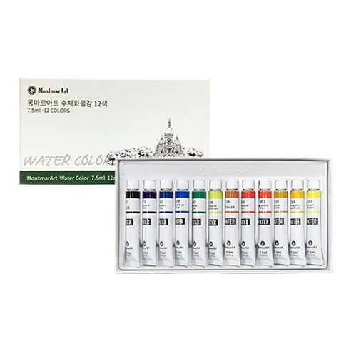 몽마르아트 수채화물감 세트, 7.5ml, 12색