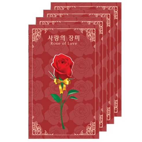 럭키심볼 행운의 네잎클로버 생화카드 + 봉투, 사랑의 장미, 4세트