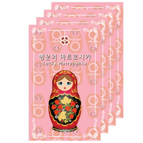 럭키심볼 행운의 네잎클로버 생화카드 + 봉투, 행운의 마트로시카, 4세트