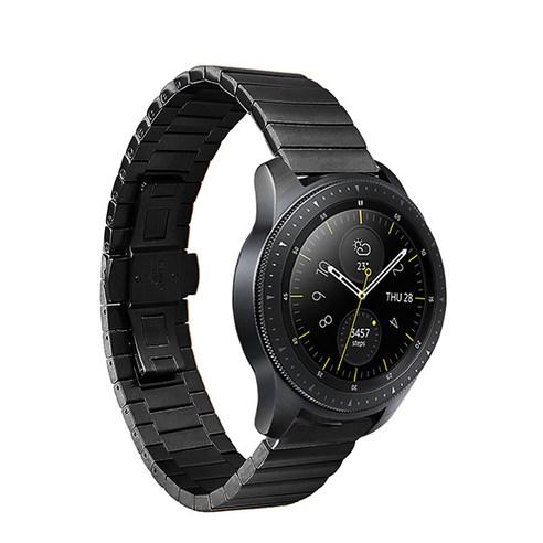 랩씨 갤럭시 워치 스트랩 스테인레스 밴드 일자형 42mm 호환 20mm, 블랙, 1개