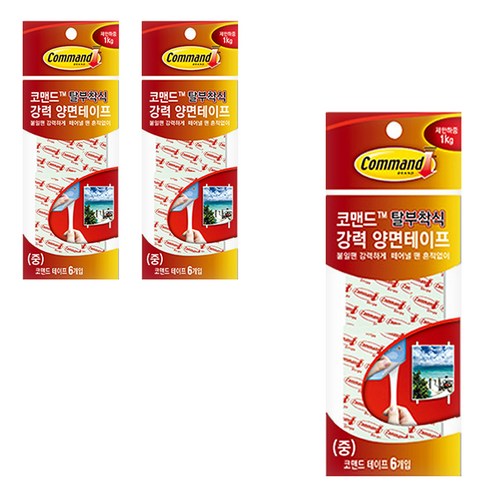 코맨드 3M 리필테이프 중형 6입, 3개