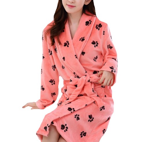 리빙조이 엘르 패턴 샤워 가운 XL, 풋프린트핑크, 1개