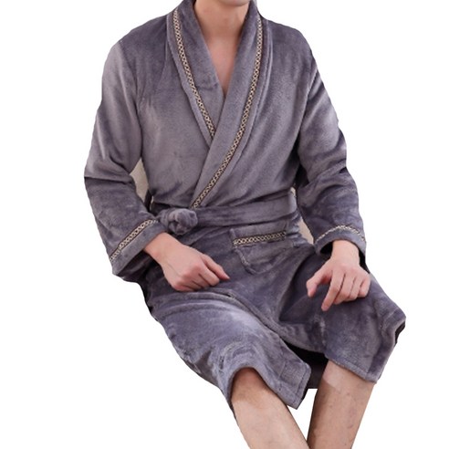 리빙조이 엘르 패턴 샤워 가운 M, 포인트그레이, 1개