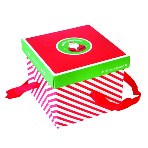 도나앤데코 크리스마스 레드 스트라이프 베이비산타 상자 M 5p + 끈 10p, 혼합 색상, 1세트