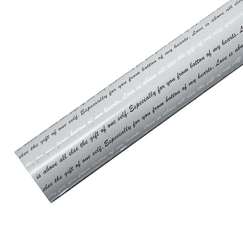 포포팬시 영문 비닐 증착 포장지 소 26.5cm x 20m, 그레이, 1개
