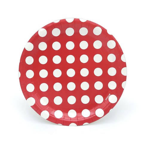 파티피아 파티접시 도트무늬 레드 23cm, 6개입, 3개