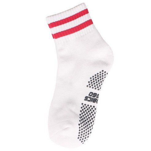 TS스포츠 에어로빅 줄중간양말, 화이트 + 레드줄