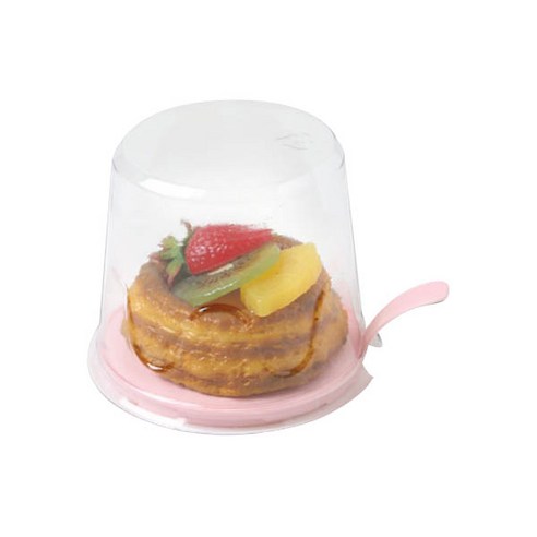 이홈베이킹 사출 조각케익 받침 원형 + 덮개, 핑크, 10세트