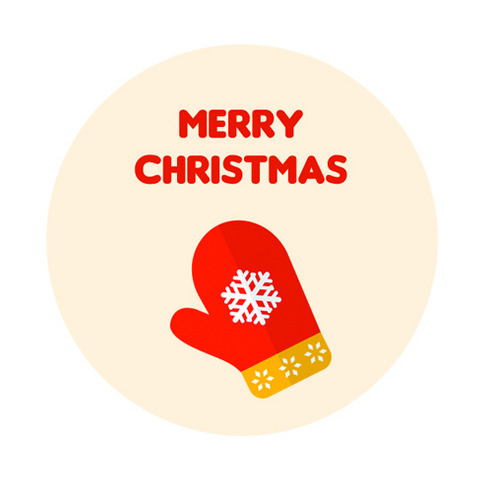 도나앤데코 크리스마스 파티 장갑 4.5cm 원형 스티커, 혼합 색상, 60개입