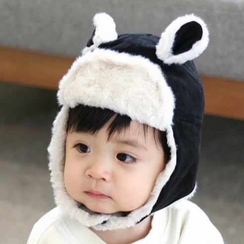 우주아이 남아용 무스탕 귀달이 모자