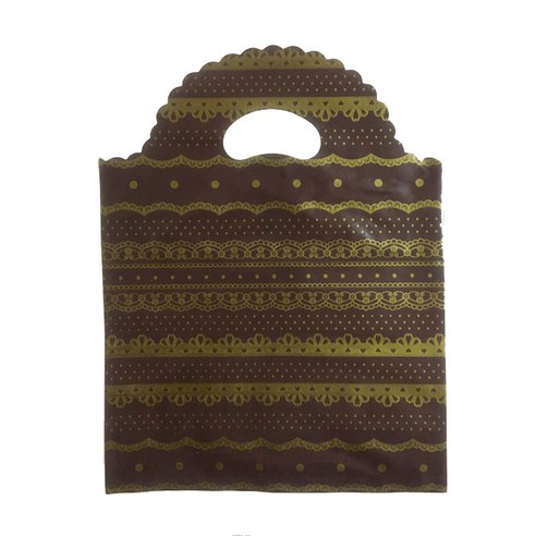 팩스타 손잡이 비닐 포장봉투 가로 25cm x 세로 35cm PE25, 갈색레이스, 50개입