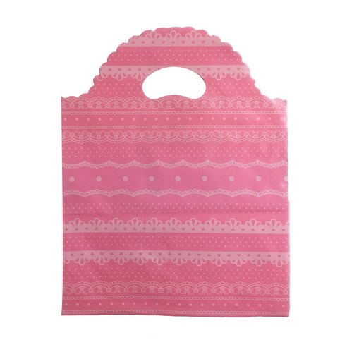 팩스타 손잡이 비닐봉투 PE30 30 x 40 cm, 핑크레이스, 50개입